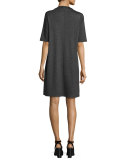 Heathered Wool Funnel-Neck Dress 