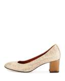 Metallic Leather Ballerina Pump, Gold