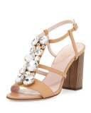 isabell jeweled 90mm sandal, natural