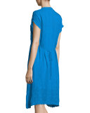 Short-Sleeve Midi Eyelet Dress, Petite