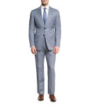 Neat Wool Two-Piece Suit, Blue/White