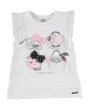 Stretch Jersey Sleeveless Tunic w/ Leggings, Gray/White, Size 3-7