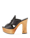 Crisscross Leather Clog Sandal, Nero