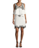 Fiora Cold-Shoulder Silk Popover Cocktail Dress