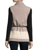 Ligere Colorblock Belted Wool Vest