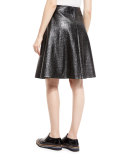 Laminated Boucle Full Skirt, Black