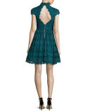 Maureen Lace Open-Back Party Dress, Turquoise