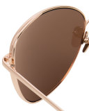 Open-Inset Mirrored Cat-Eye Sunglasses, Rose Gold