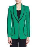 Modern Piped One-Button Jacket 