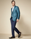 Plaid Wool Two-Button Sport Coat, Green