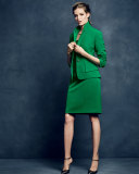 Structured Stretch Crepe Sheath Dress w/ Jacket, New Emerald