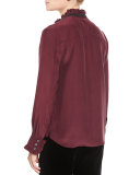 Ruffle Neck Sleeveless Blouse, Mahogany