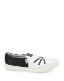 Leather Choupette Slip-On Sneaker, Black/White, Toddler