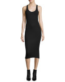 Ribbed Racerback Midi Dress, Black