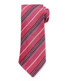 Striped Linen-Silk Tie, Pink