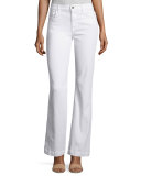 Denim Flare-Leg Trousers, White  