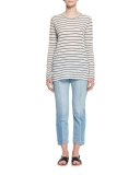 Clancy Cropped Denim Jeans, Light Blue
