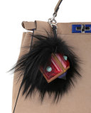 Prism Square Fur Monster Charm, Black