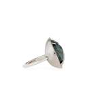 Round Labradorite Ring with Diamonds, Size 8