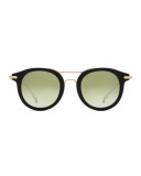 Taft Round Polarized Sunglasses, Black/Gold