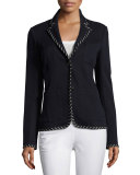 Redgrave Whipstitch Three-Button Blazer, Navy