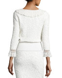 Crochet-Trim Soutache-Embroidered Top, White