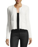 Jacolyn B Collarless Cropped Jacket, Porcelain