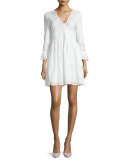 Sangallo 3/4-Sleeve Eyelet Dress 