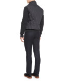 High-Performance Merino Wool Long-Sleeve Polo Shirt, Navy