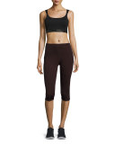Paneled Mid-Rise Capri Leggings, Raisin