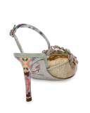 Jeweled Snakeskin Slingback 75mm Pump, Sea/Multi