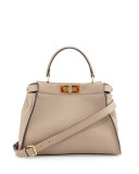 Peekaboo Medium Tortoise Satchel Bag, Gray
