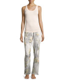 Blaze of Blossom Lounge Pants, Blue Pattern