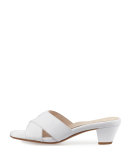 Obert Patent Crisscross Mule Sandal, White