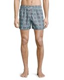 Psychedelic Robotics Printed Swim Trunks, Multicolor Pattern