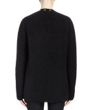 Sweetheart Stud-Trim Oversized Sweater, Black