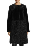 Long Merino & Kalgan Shearling Coat, Black