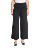 Wide-Leg Knit Pants, Charcoal
