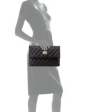 Quilted Leather Fold-Over Clutch Bag, Black