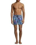 Large Paisley Swim Trunks, Navy Blue