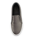 Monili-Trim Leather Platform Sneaker, Gunmetal