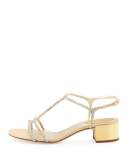 Crystal 40mm T-Strap Sandal, Gold