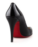 Decollette Patent Red Sole Pump, Black