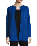 Solid Long Jacket w/ Pockets, Lyons Blue