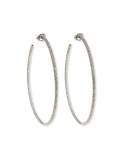 55mm White Gold Micro Diamond Hoop Earrings, 2ct