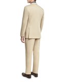 Solid Stretch-Cotton Two-Piece Suit, Khaki