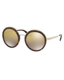 Trimmed Mirrored Round Sunglasses