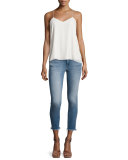 Florence Instasculpt Cropped Skinny Jeans with Raw Hem, Nugget