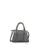 Gabria Metal Scars Mini Satchel Bag, Steel
