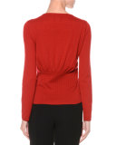 Blouson-Back Cashmere Sweater, Red
